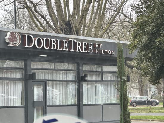 a building with a sign on the front