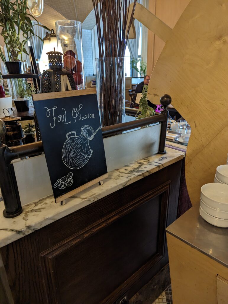 a sign on a counter