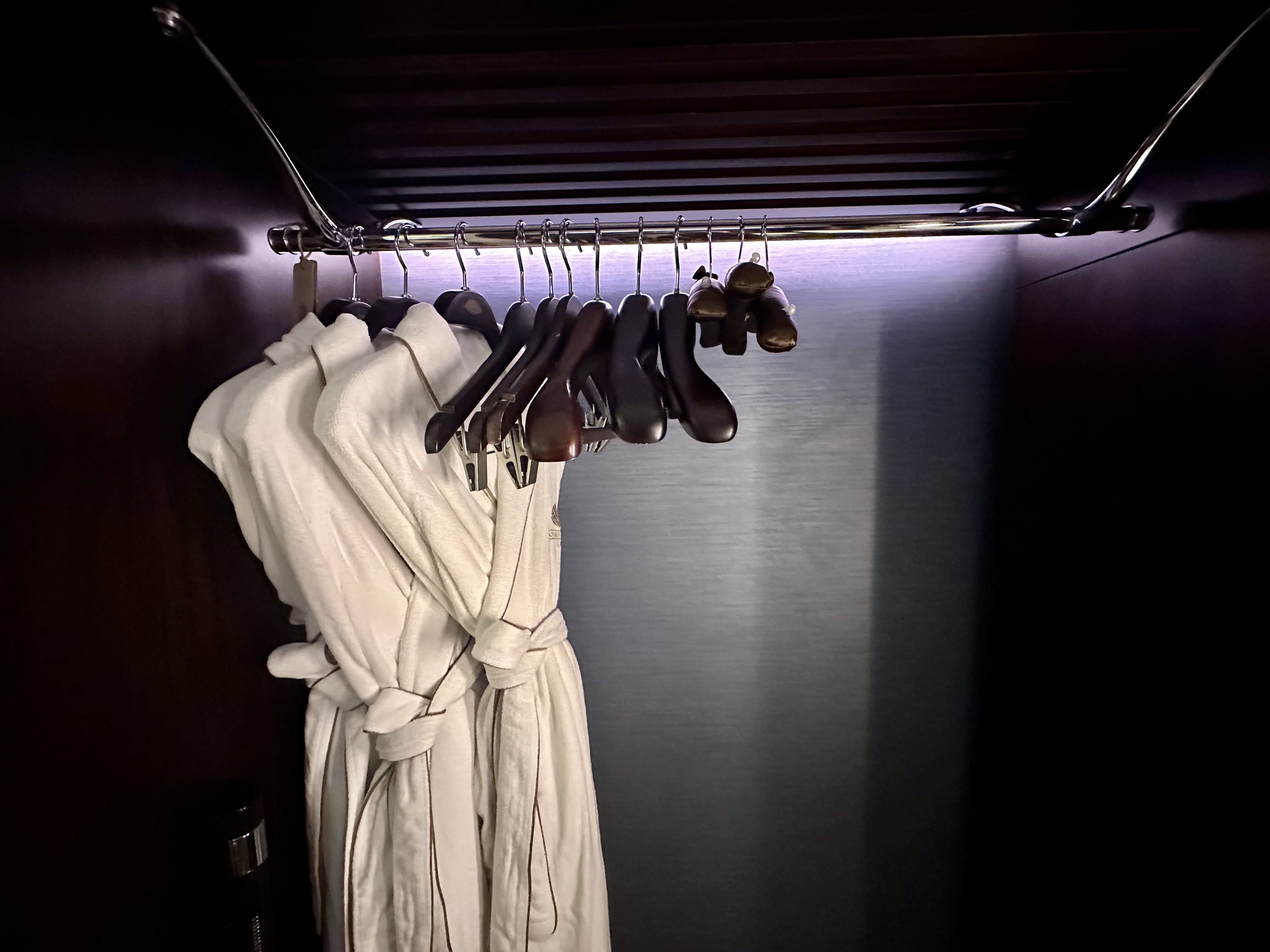 a white robe from a rack