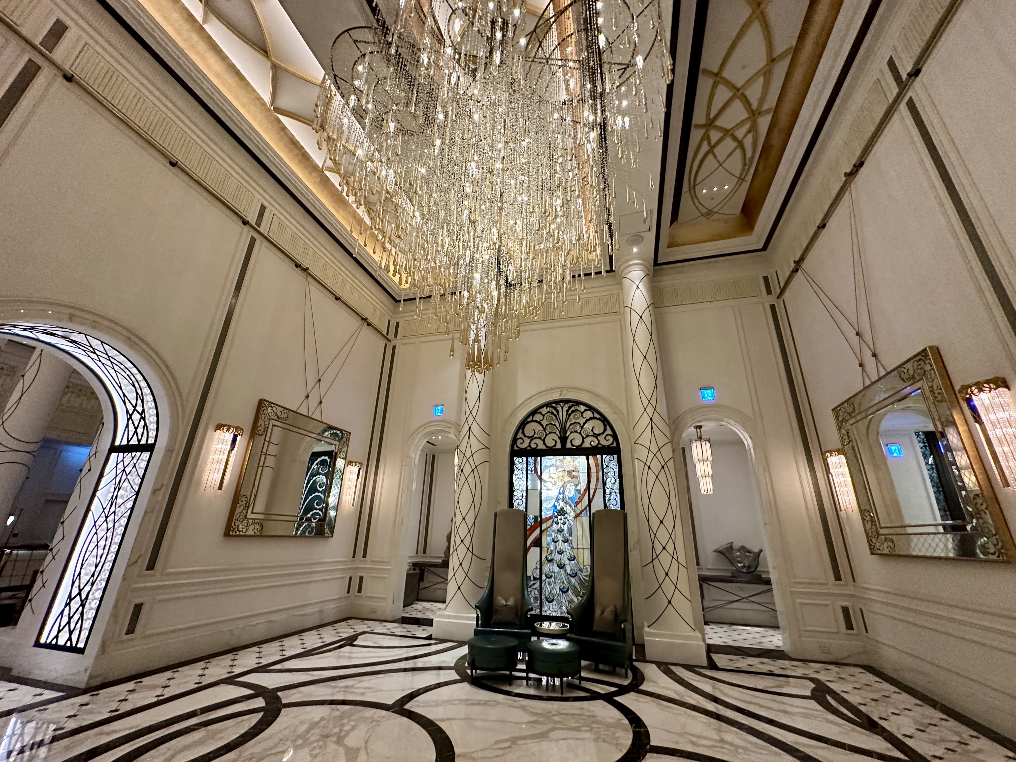 a chandelier in a room at the Mandarin Oriental Taipei