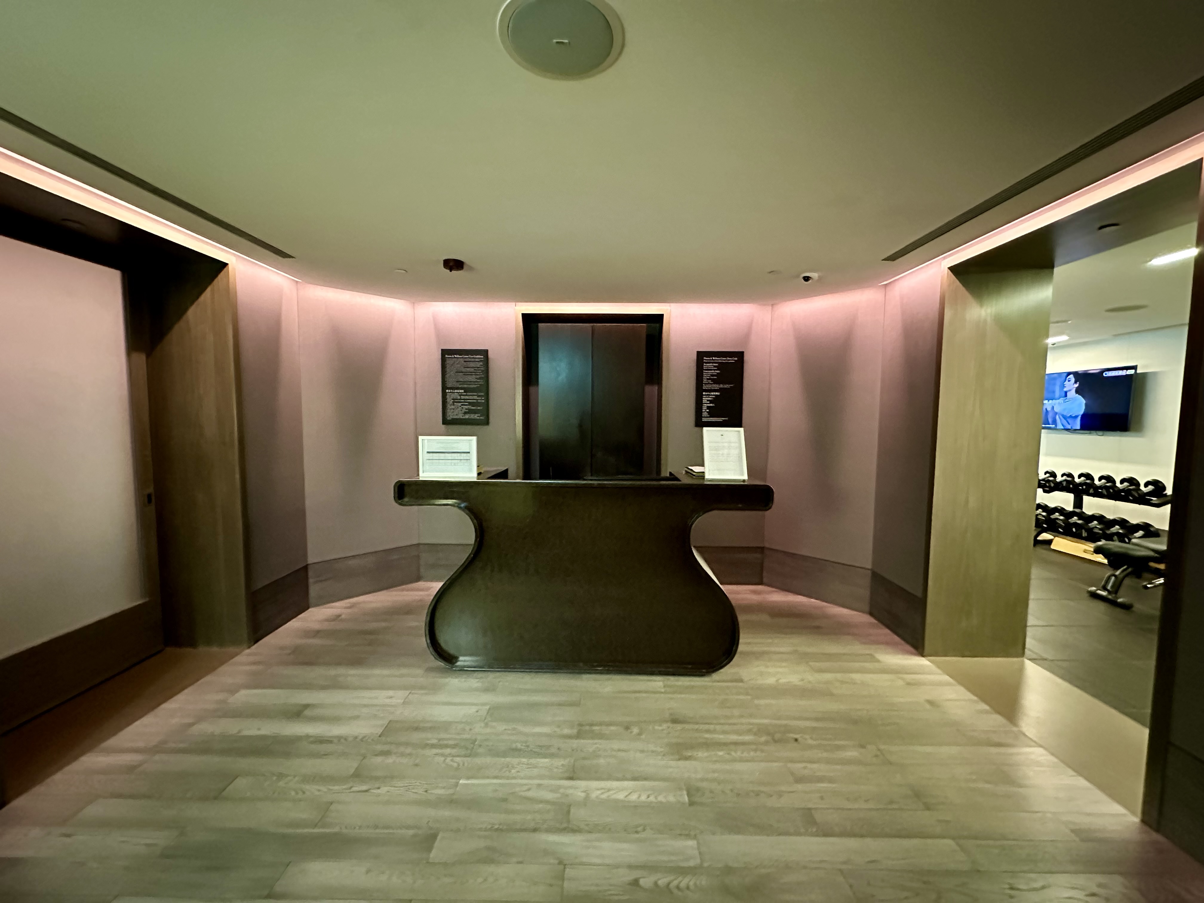 a reception desk in a building