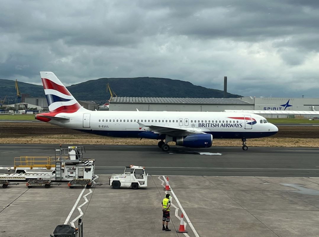 a plane on the runway