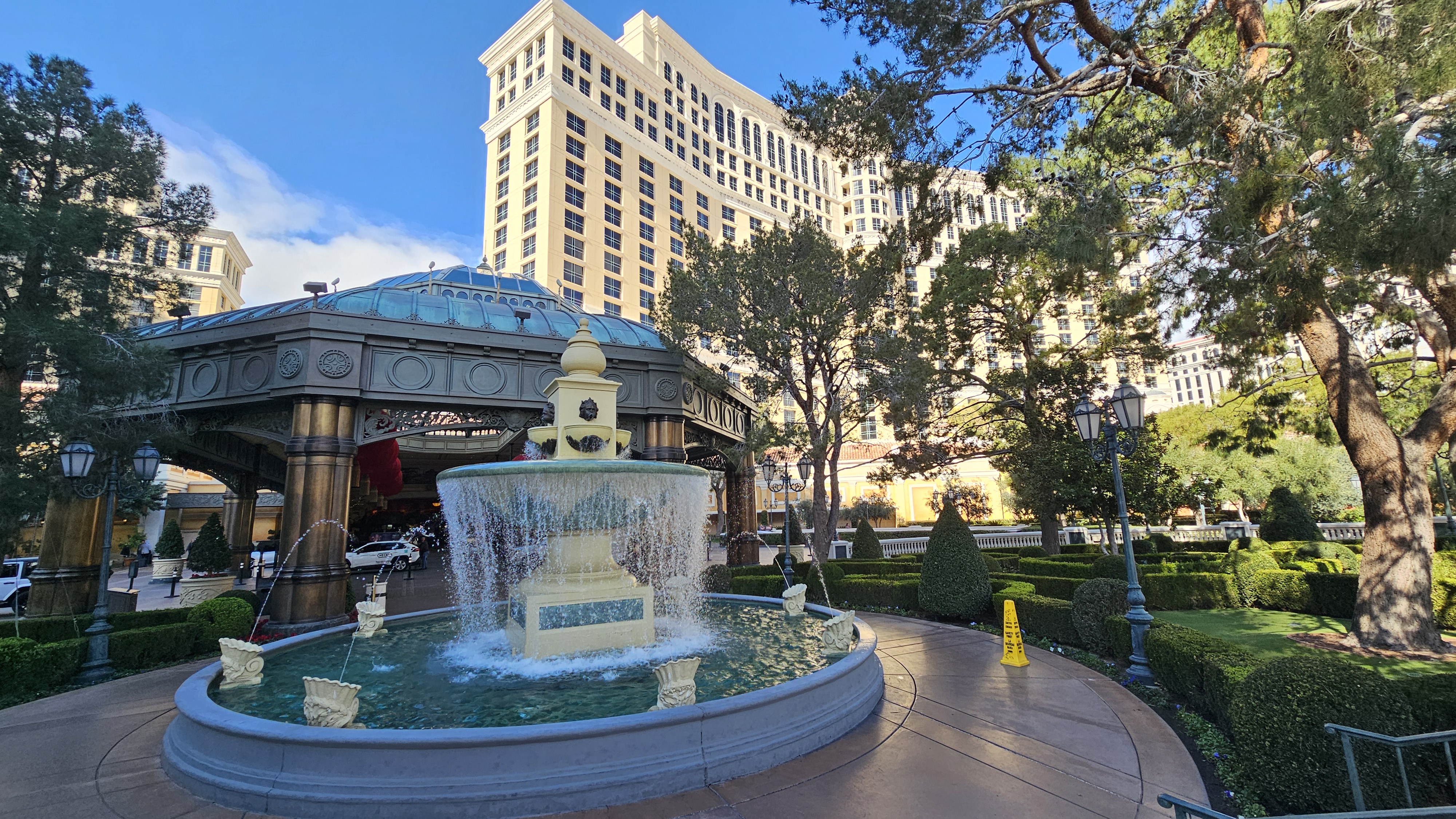 a fountain in front of a building