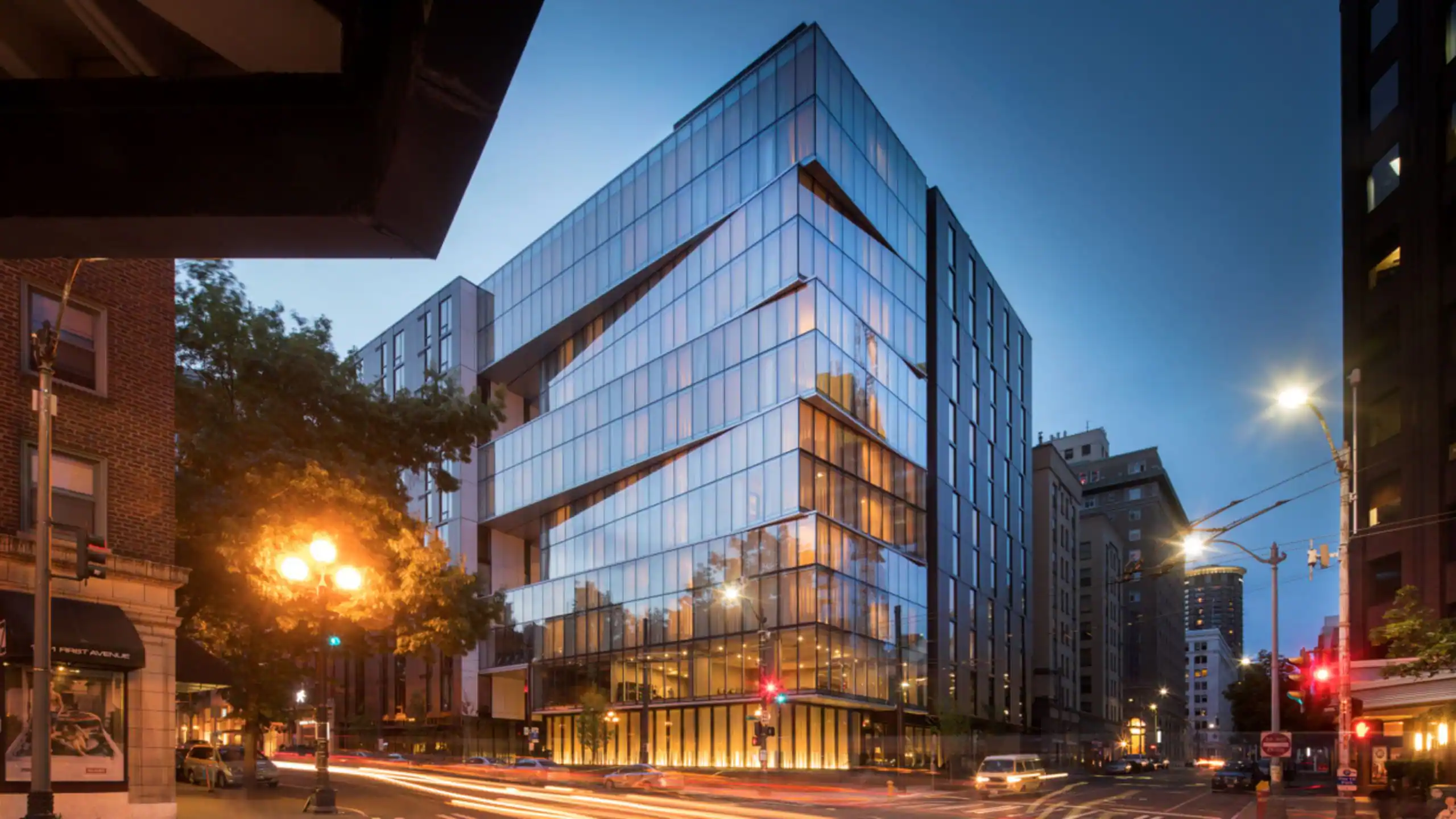 a building with glass windows