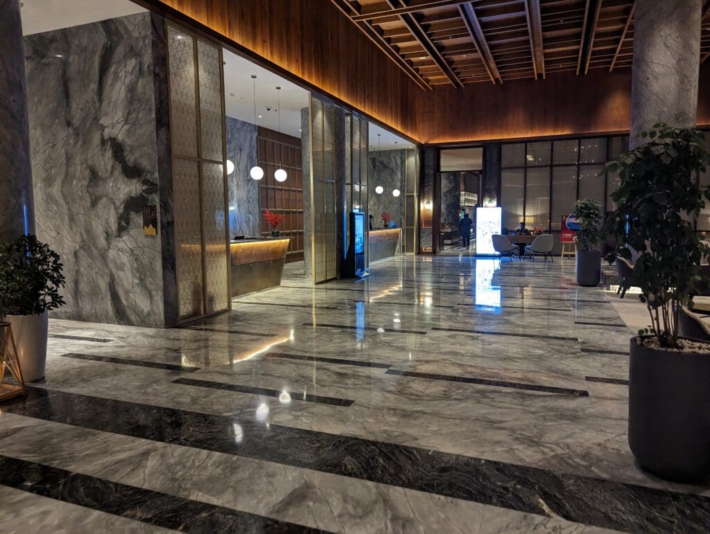 a marble floor inside a building