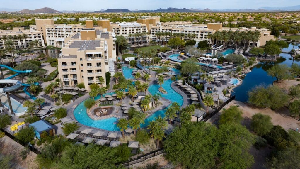 a pool in a resort