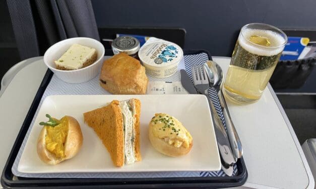 A very British afternoon tea served when flying BA from Glasgow to London