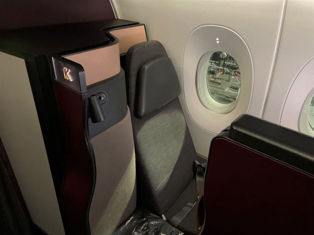 A Qatar Airways QSuites seat bookable with JetBlue points