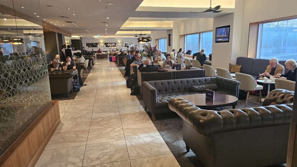 a large room with many tables and chairs