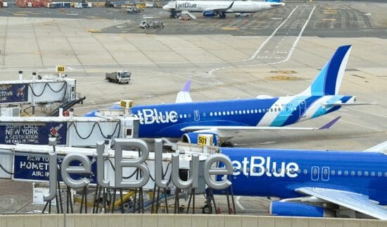 JetBlue aircraft parked at the gate at New York-JFK Airport