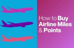 3 different colored airlines on a light blue background with text accompanying the images that reads "How to Buy Airline Miles & Points"