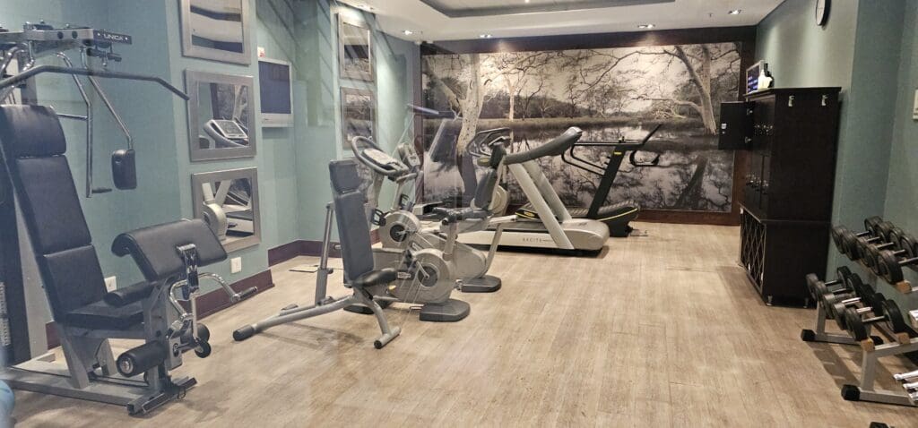 a room with exercise machines