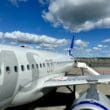 an SAS A320neo on the runway