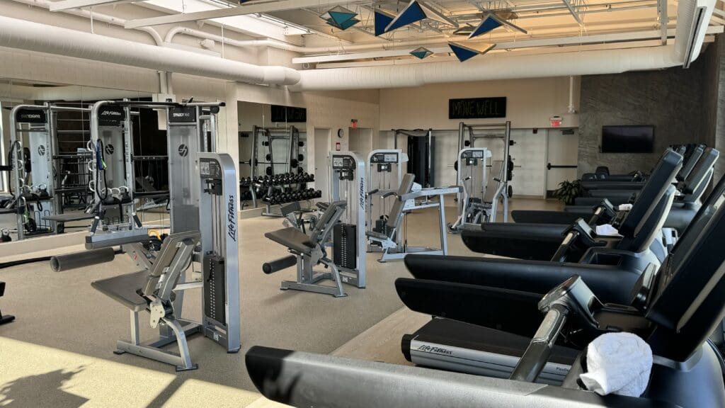 a gym with exercise equipment