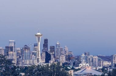 Space Needle skyline with a tall tower