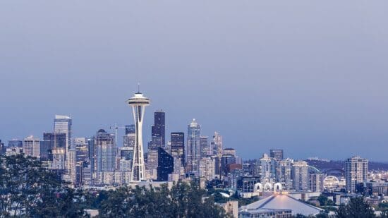 Space Needle skyline with a tall tower