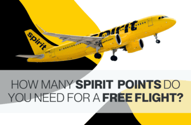 A Spirit Airlines aircraft accompanied by text that reads "How Many Spirit Points Do You Need for a Free Flight?"