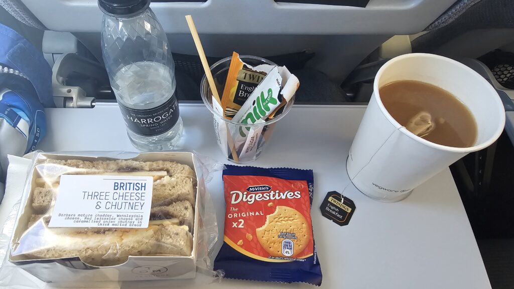 a table with food and drinks on it