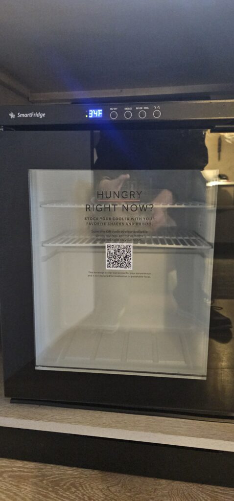 a refrigerator with a qr code