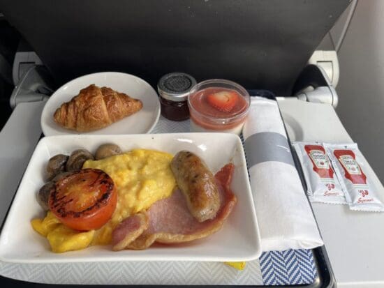 a plate of food on a tray