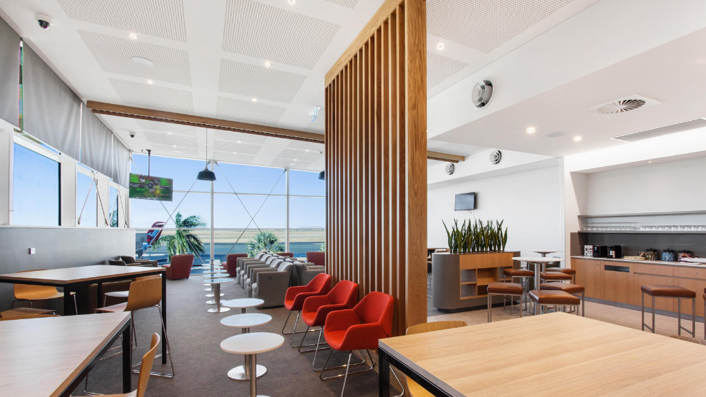 An overview of the Qantas Club Karratha which is an Admirals Club partner lounge