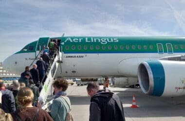 people boarding an airplane