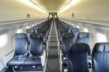 rows of seats in an airplane