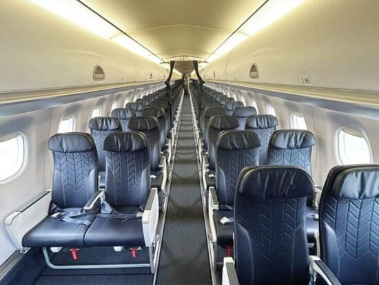 rows of seats in an airplane