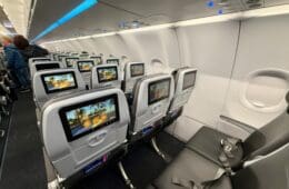 a row of seats in a new JetBlue A321neo