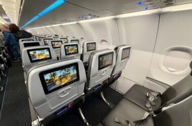 a row of seats in a new JetBlue A321neo