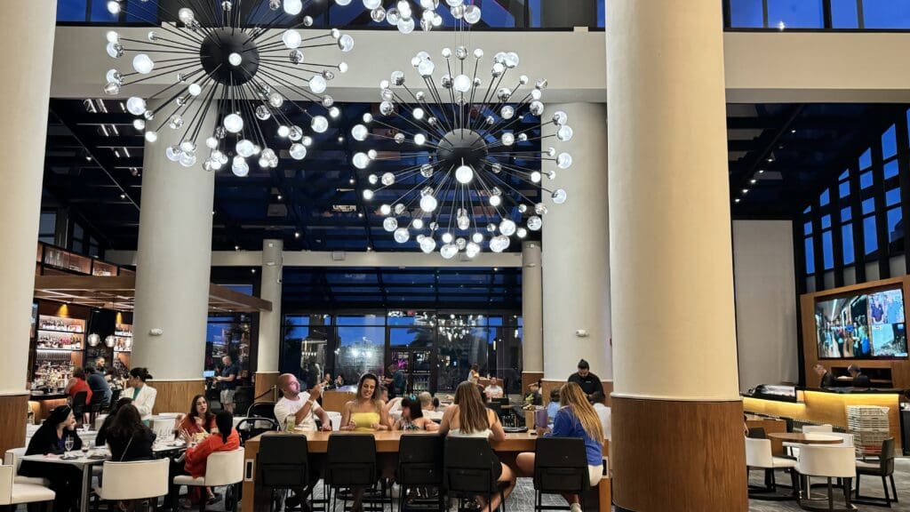 a group of people sitting at a table