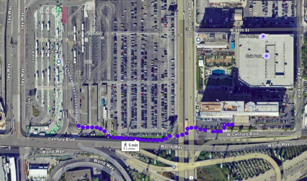 map of walk from LAX-it to Hyatt Regency LAX instead of paying crazy Uber prices