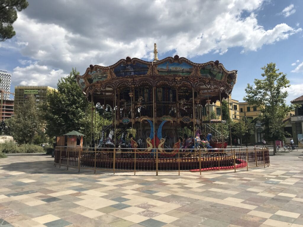 a carousel in a park