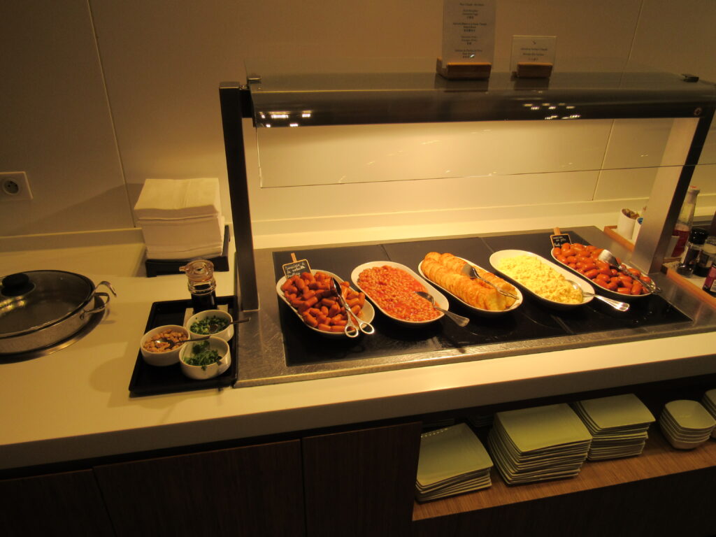 Cathay Pacific Lounge Paris CDG Breakfast Spread