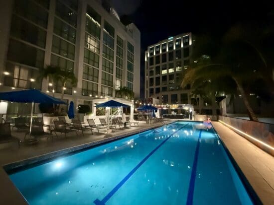 a swimming pool in a hotel