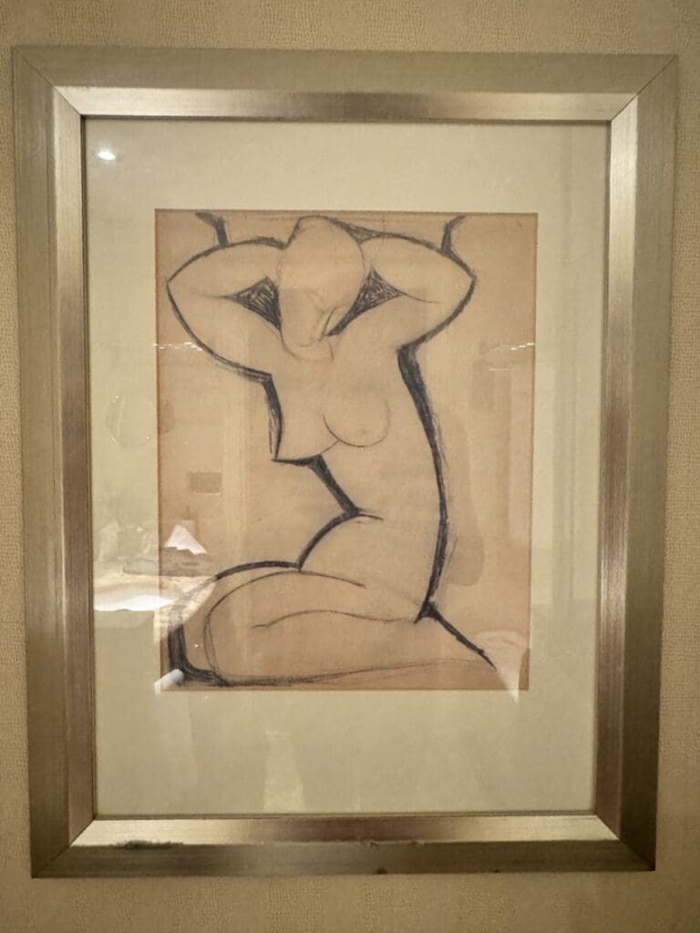 a drawing of a woman in a frame