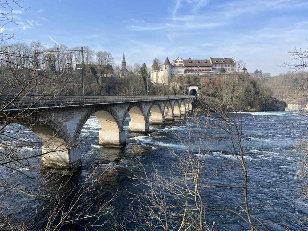 Bridge over the river above Rhinefall headed toward Schaffhausen