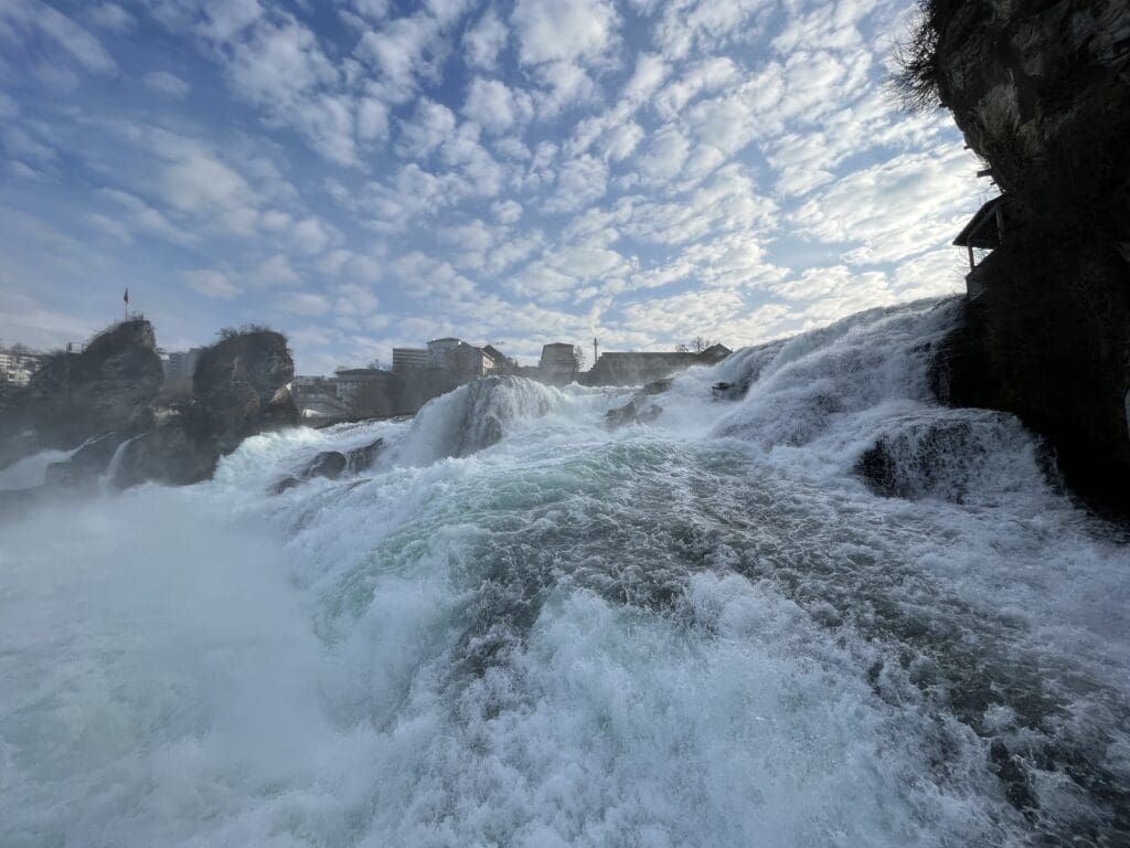 water over the Rheinfall south of Schaffhausen, Switzerland