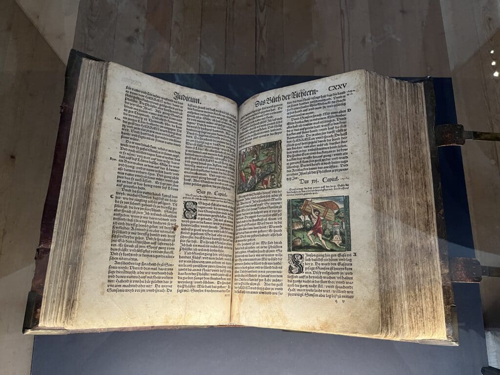 an open book with text on it