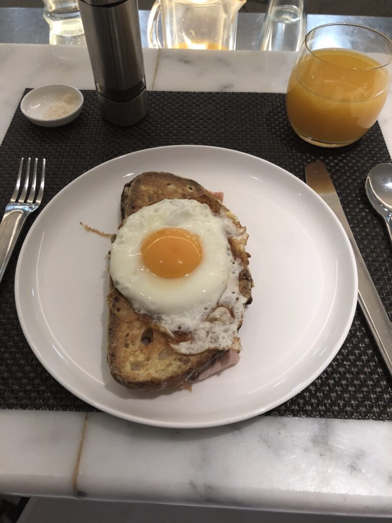 Eggs and Toast at Qantas First Class Lounge