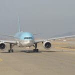 a plane on the runway