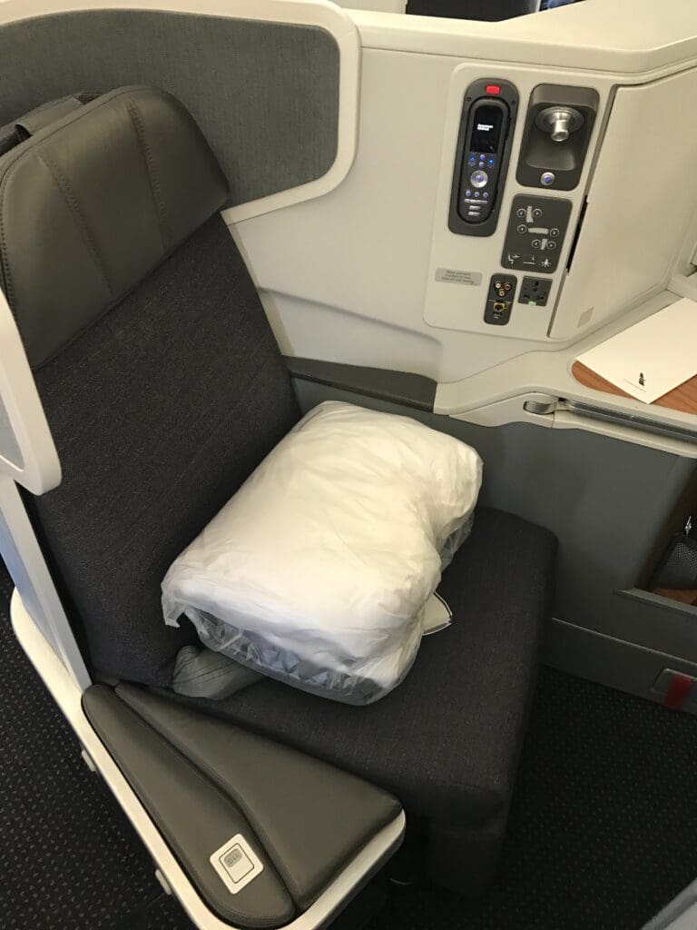 American Airlines Business Class bedding