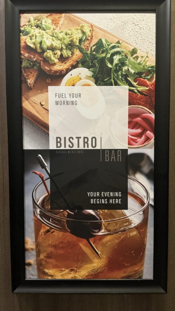 a picture frame with food and drinks