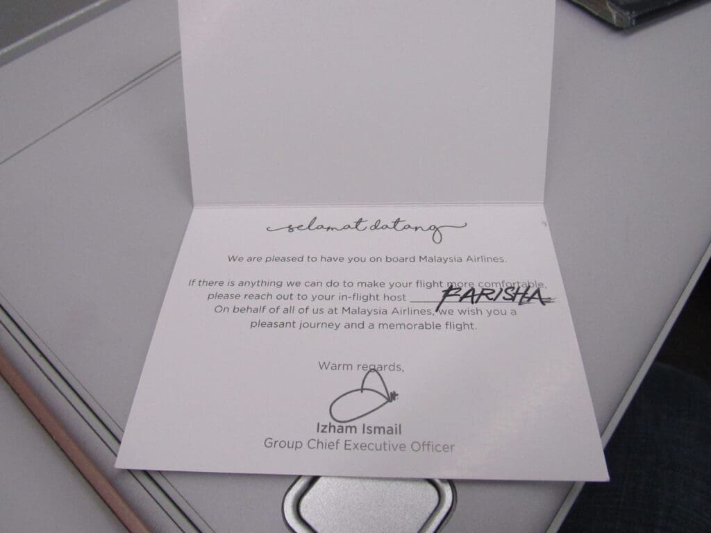 Malaysia Airlines Welcome Aboard Card