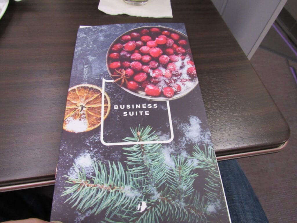 Malaysia Airlines Business Studio Menu