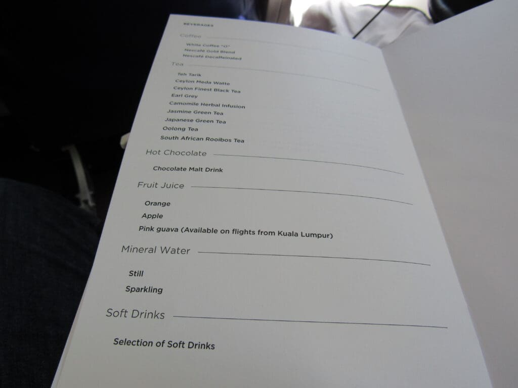 Drinks List