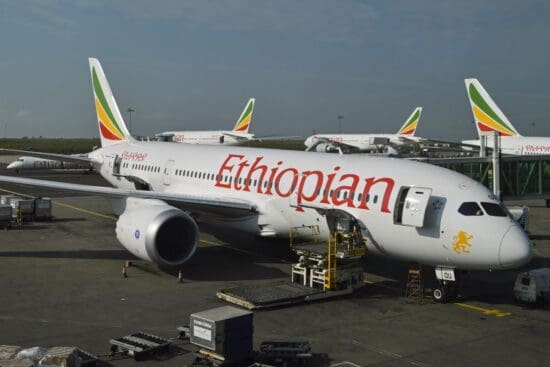 a large airplane parked at an airport