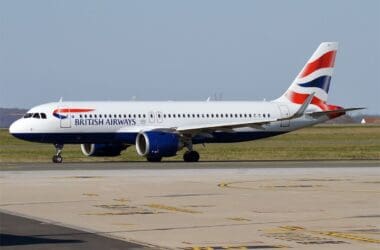 a plane on the runway