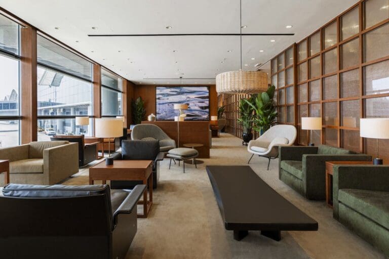 a room with furniture and a large window