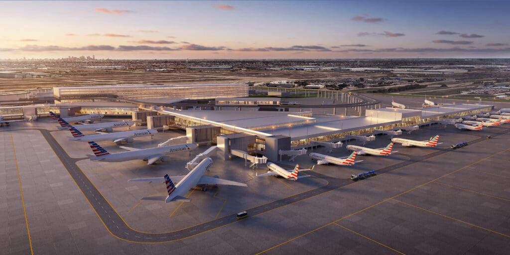 an aerial view of an airport
